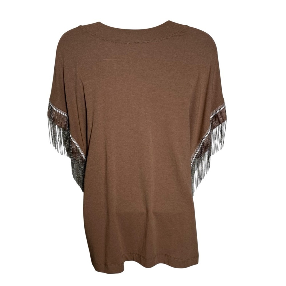 VOCAL Tunic Top Small Cotton Live To Ride Metal Fringe Short Sleeve Punk Moto - Picture 3 of 11